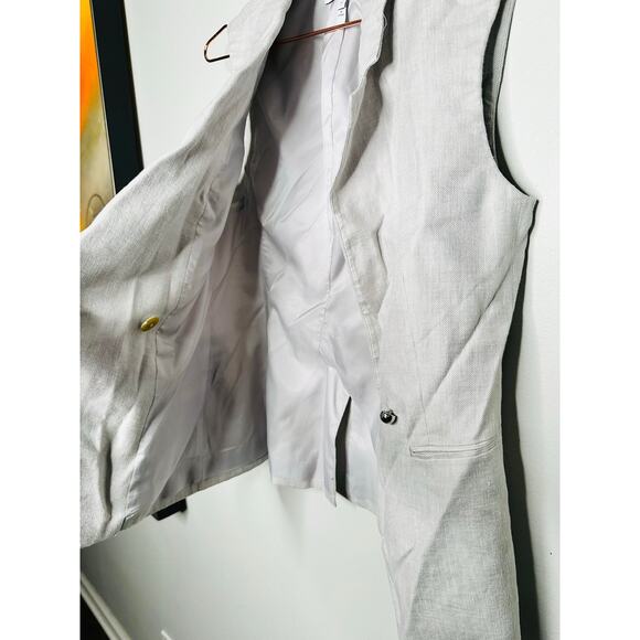 DEREK LAM 10 CROSBY Gray Linen Blend Sleeveless Taylor Vest Size 2 - Picture 10 of 16
